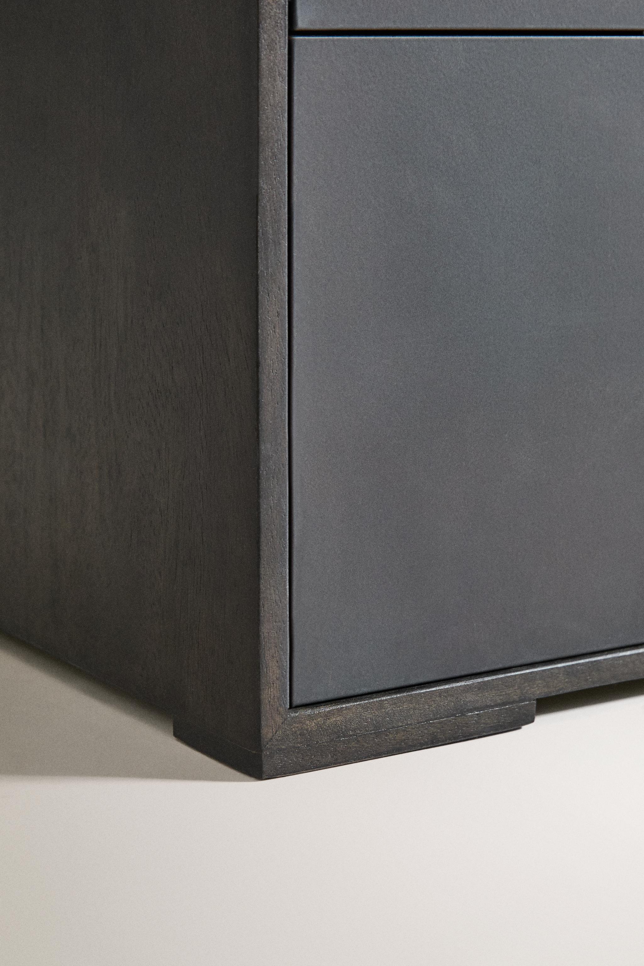 WOOD AND METAL BEDSIDE TABLE